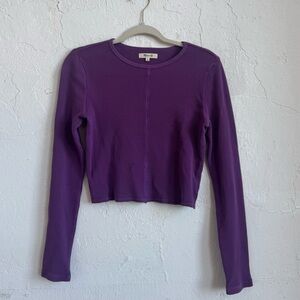 Madewell long sleeve waffle knit top semi-cropped